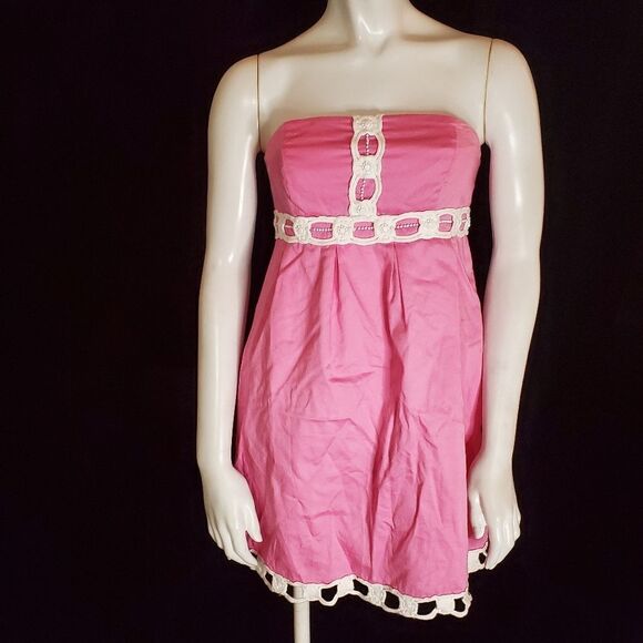 Lilly Pulitzer Pink & White Strapless Dress (2) - Picture 3 of 6